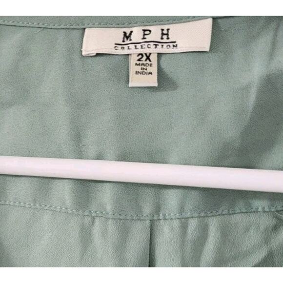 MPH collection green blouse womens plus size 2X Sheer Flowy - Picture 2 of 6